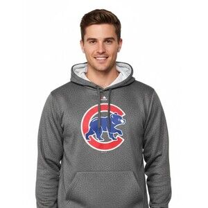 Majestic Hoodie Sweatshirt Mens Chicago Cubs Grey Hoodie Polyester XL